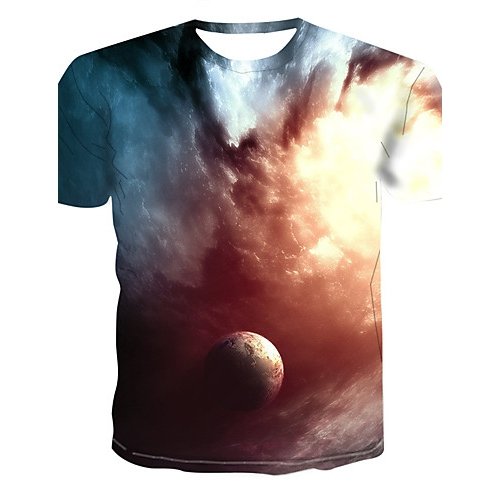 Men T-shirt, 3D printed round neck