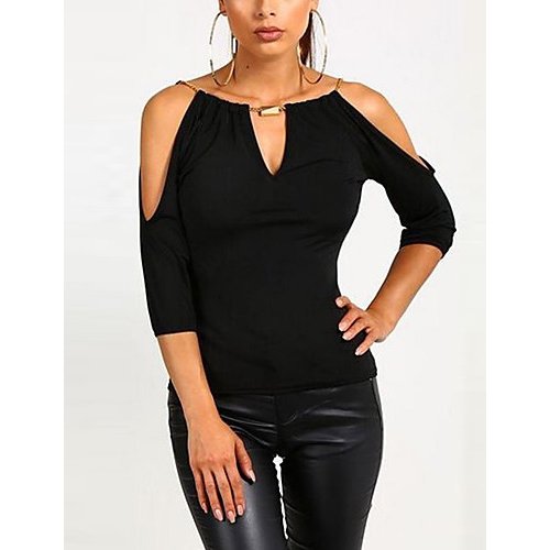 Women's T-shirt, basic solid color strapless