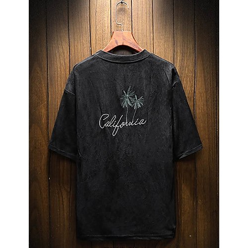 Men daily casual basic large size T-shirt, graphics, letter embroidery round neck, short sleeves