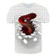 Men Beach Fashion, Exaggerated T-Shirt, Color Block, 3D, Animal Printed Round Neck, Short Sleeve