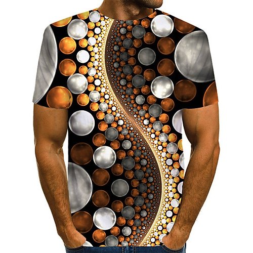 Men daily clothing chic, T-shirt, color block, 3D, graphic print round neck, short sleeves