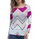 Women lace stitching round neck long-sleeved striped shirt T-shirt