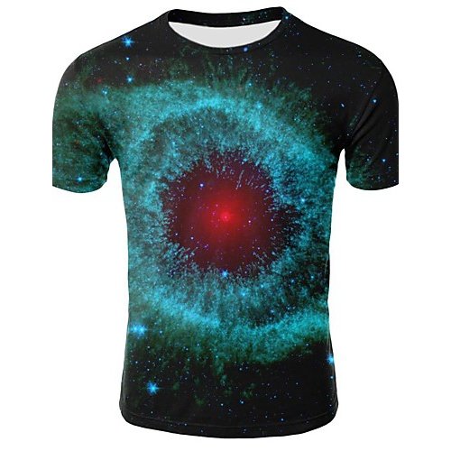 Men T-Shirt, Galaxy Round Collar