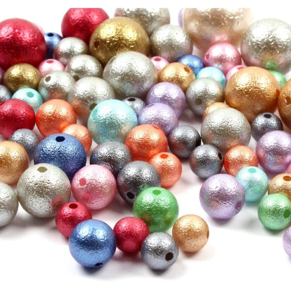 Round plastic beads 100 grams Mixed