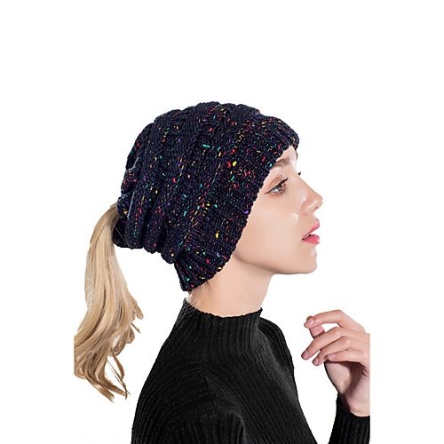 Women Basic Holiday Acrylic Polyester Soft Hat Pleated