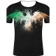 Men sports and chic, exaggerated large size cotton T-shirt, 3D, graphics, animal print round neck, short sleeves