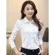 Plus Size Women work shirt, solid color lace shirt collar, pinstripe