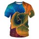 Men daily wear basics, punk gothic T-shirt, color matching, 3D, patterned print crew neck, short sleeves