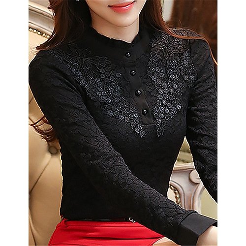 Women go out shirt, solid color, lace