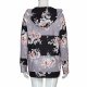 Women Floral Long Sleeve Loose Print Patchwork Shirt Top Hood Sweater T-Shirt