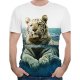 Men everyday wear holiday t-shirt, color block, 3D, animal print round neck, short sleeves