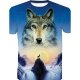 Men Large Size Cotton Slim T-Shirt, 3D, Graphics, Animal Round Collar