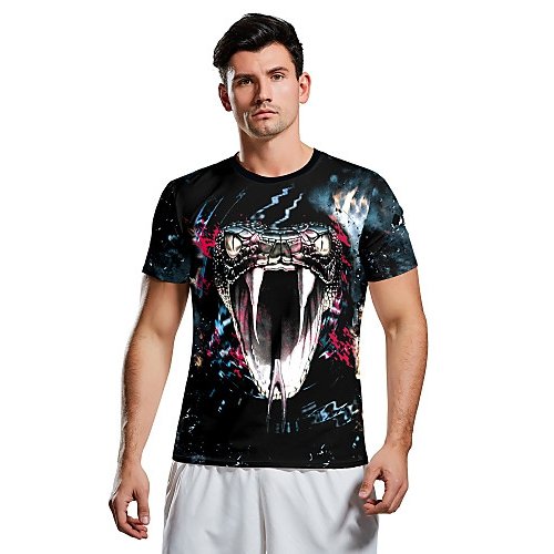 Men everyday clothing punk and gothic T-shirt, animal round neck, short sleeves