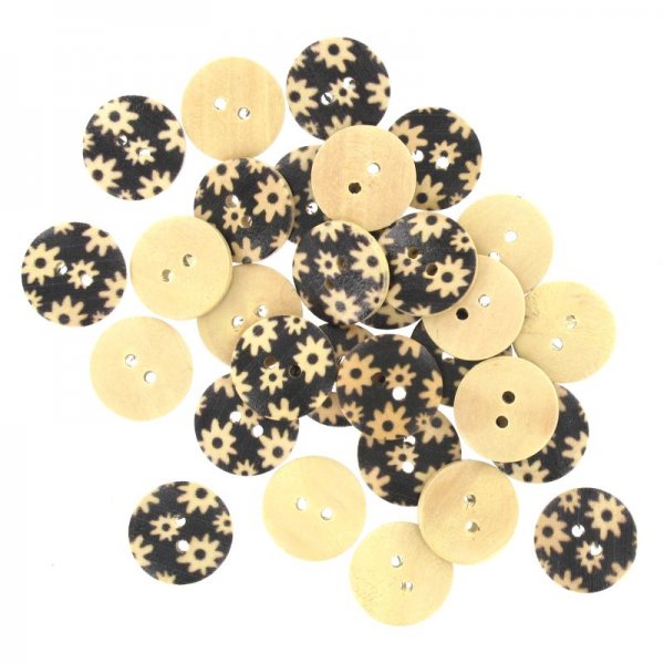 Black and white printing Wooden Buttons