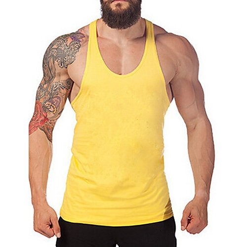 Men daily sports weekend activities slim vest, solid color basic round neck, sleeveless