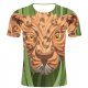 Men activities, party casual fashion, large size cotton t-shirt, stripes, 3D, animal print round neck