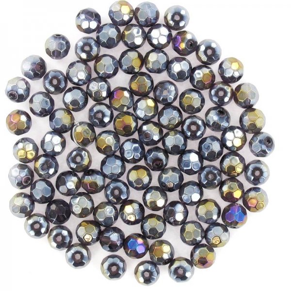 Crystal violet circular bead impact faceted