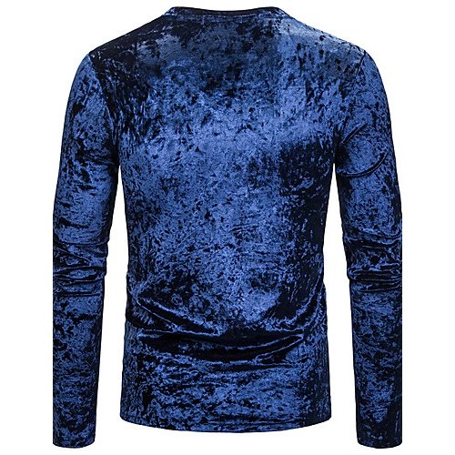 Men casual sports and leisure basic slim T-shirt, solid color sequined V-neck, long sleeves