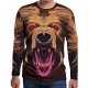 Men daily holiday, size T-shirt, solid color, 3D, animal print round neck, long sleeves