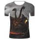 Men sports and chic, exaggerated large size cotton T-shirt, 3D, graphics, animal print round neck, short sleeves