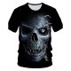 Men Beach Bar Basic, Fashion T-Shirt, Color Block, 3D, Skull Print Round Collar, Short Sleeve