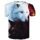 Men Daily Weekend Basic Slim T-Shirt, Animal Wolf, Printed Round Collar, Short Sleeve