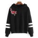 Women Embroidered Applique Long Sleeve Hooded Pullover Jumper Hooded Pullover