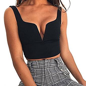 Women's sexy deep cut sleeveless blouse shirt jacket