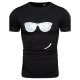 Men Sports and Leisure Festival Basic Cotton T-Shirt, Pattern Patchwork, Printed Round Collar, Short Sleeve