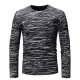 Men Daily Basic Cotton T-Shirt, Color Block, Graphic Print Round Collar, Long Sleeve