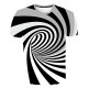 Men Slim T-Shirt, Stripes, Geometry, 3D Round Collar