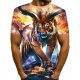 Men fashion, T-shirt, color block, 3D, animal print round neck, short sleeves