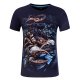 Men daily large size cotton T-shirt, animal print round neck, short sleeves