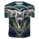 Men cotton T-shirt, 3D, animal print round neck