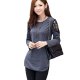 Plus Size Women chic T-shirt, solid color, lace