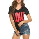 Fashion Women Short Sleeve T-Shirt Love Casual Print Top Shirt T-Shirt Apparel