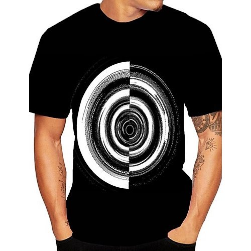 Men daily wear T-shirt, graphic round neck, short sleeves