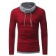 Men daily fashion T-shirt, color matching patchwork high collar, long sleeves