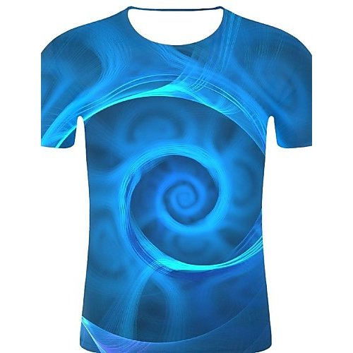 Men sports, cotton t-shirt, stripes, 3D, graphic print round neck