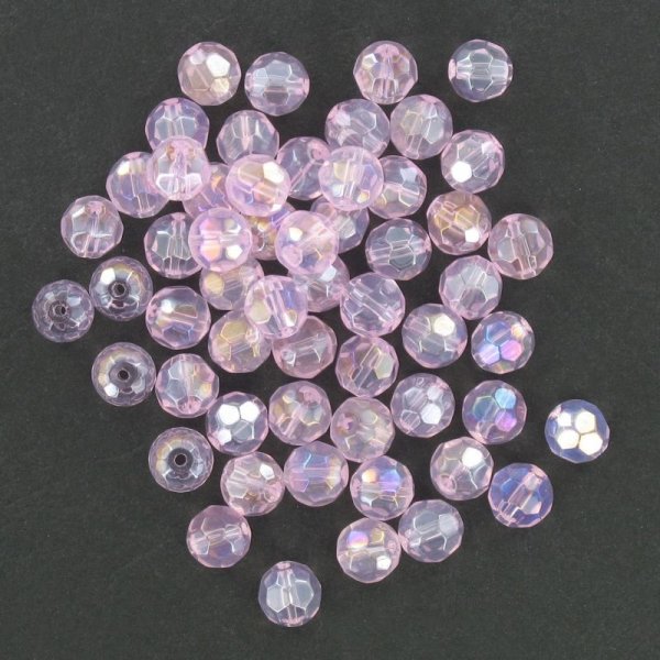 Effect circular faceted crystal beads light pink