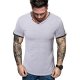 Men cotton slim t-shirt, solid color V-neck