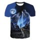 Men daily basic, chic T-shirt, animal wolf, print round neck, short sleeves