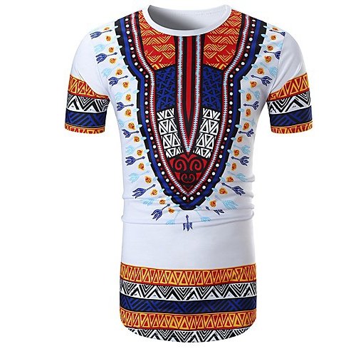 Men daily out basic cotton T-shirt, color printed round neck, short sleeves