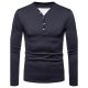 Men Daily T-Shirt, Solid Color V-neck, Long Sleeve