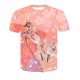 Men daily clothing basic large size T-shirt, 3D, animal print round neck pink, short sleeves