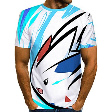 Men casual everyday fashion, exaggerated T-shirt, 3D, animal, printed crew neck, short sleeves