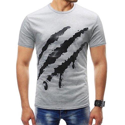 Basic t-shirt for men daily sports, color printed round neck, short sleeves