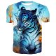 Men Daily Basic Cotton T-Shirt, Animal Printed Round Neck, Short Sleeve