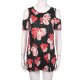 Women Floral Off Shoulder T-Shirt Print Short Sleeve Casual Shirt