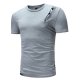 Men Outer Weekend Basic Cotton Slim T-Shirt, Solid Color Patchwork Round Neck, Short Sleeve